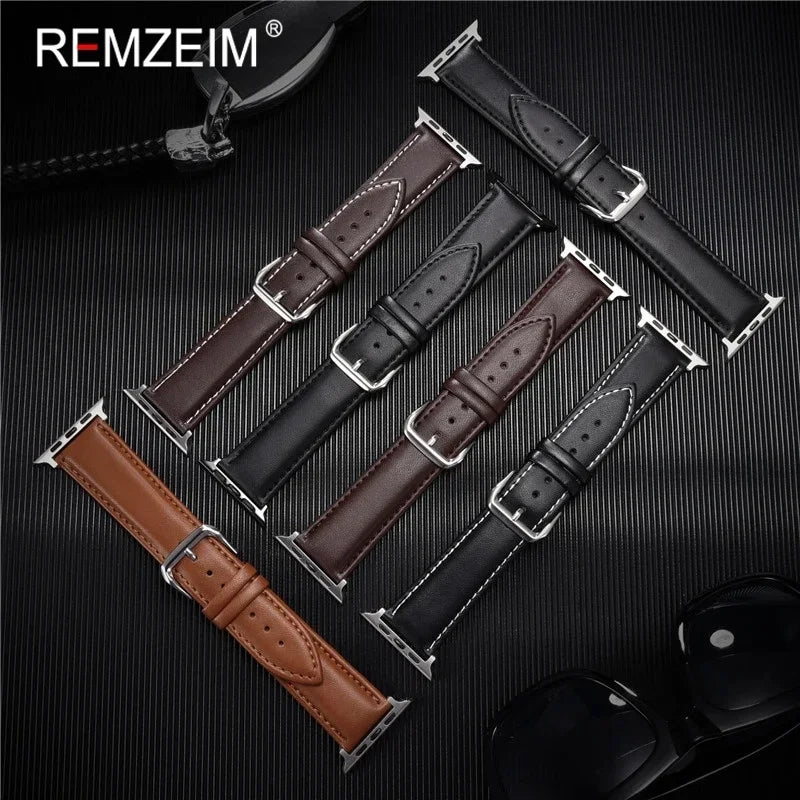 Men’s PU Leather Business Strap for Apple Watch, 38–49mm