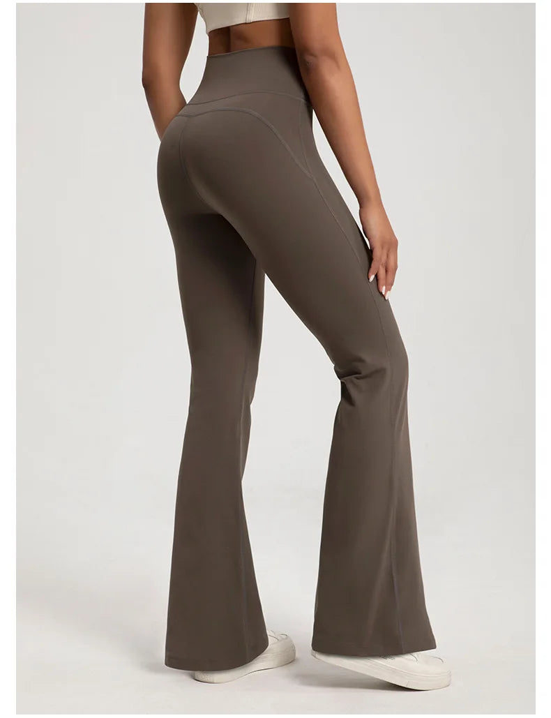 Naked Waisted Waist Cinching Hip Lifting Fitness Exercise Elastic Bell Bottom Pants Women Casual