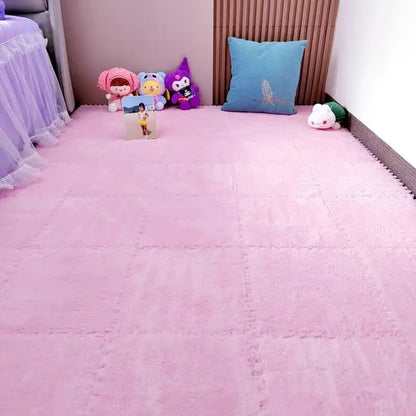 Plush Puzzle Floor Mat – 10pcs Interlocking Foam Tiles 30x30cm