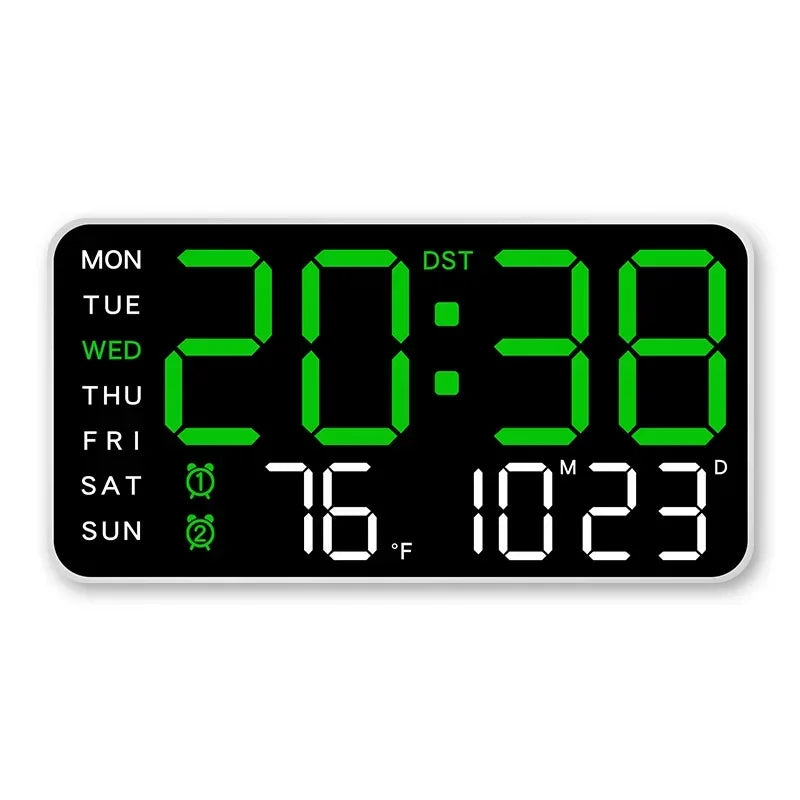 LED Digital Alarm Clock – Temp Display, Remote, Wall or Desk