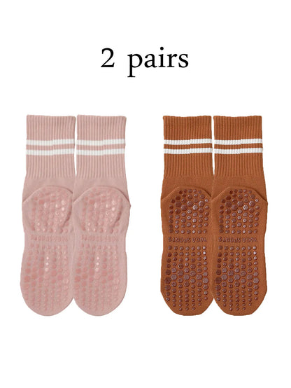 Grip Socks for Women – Non-Slip Pilates & Yoga (4 Pairs)