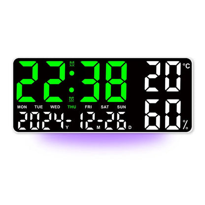 Large LED Digital Wall Clock – 7-Color Mood Light & Dual Alarm