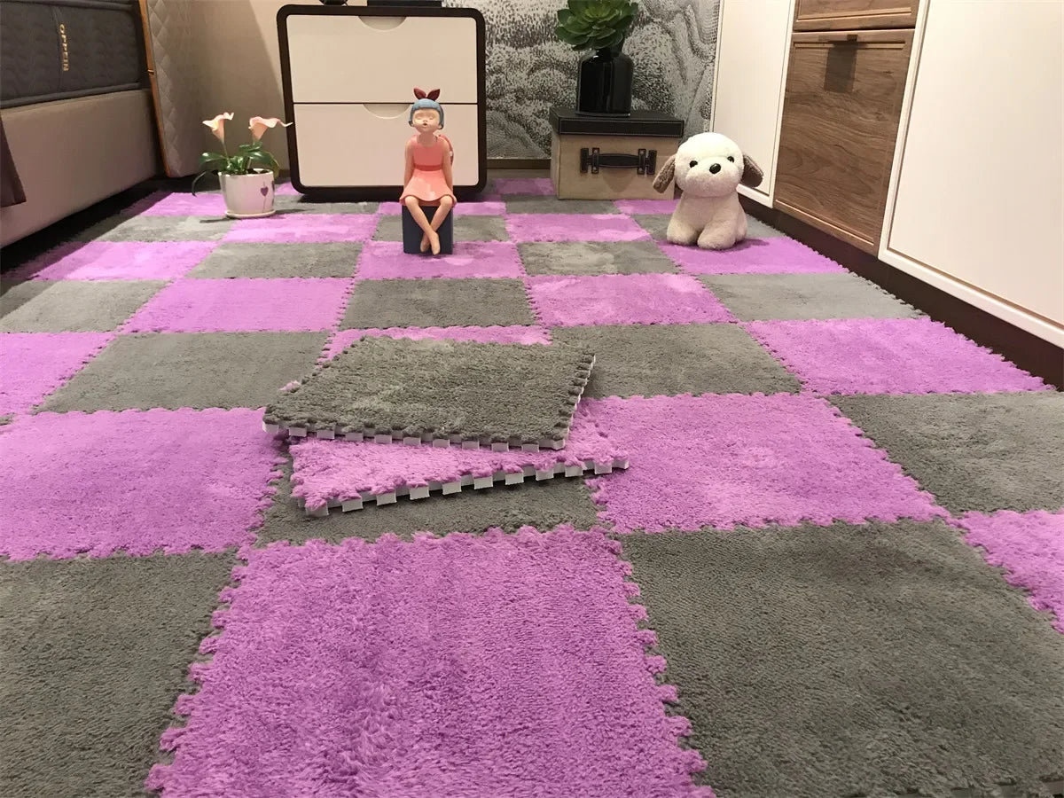 Soft Plush Interlocking Foam Puzzle Floor Mat Tiles