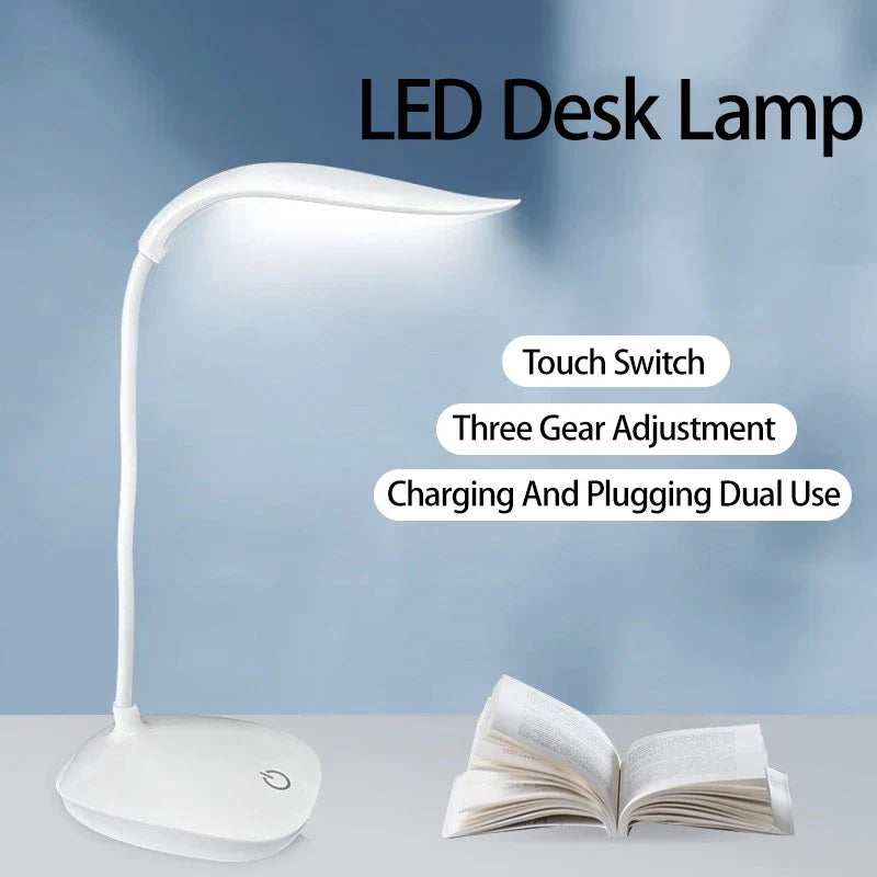 LED Desk Lamp Gooseneck Touch Dimming – USB Rechargeable