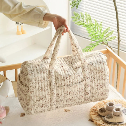 Large Capacity Diaper Bag – Quilted Floral Mommy Bag