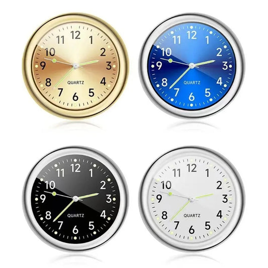 Mini Quartz Car Dashboard Clock with Luminous Hands – Stick-On Analog Watch