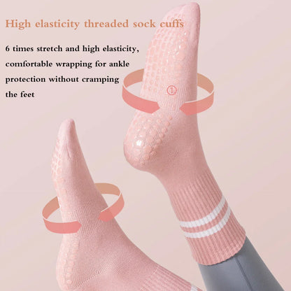 Grip Socks for Women – Non-Slip Pilates & Yoga (4 Pairs)