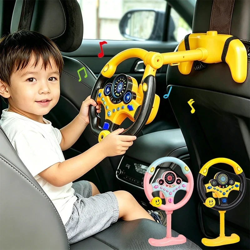 Electric Simulated Driving Steering Three-Dimensional Portable Wheel Copilot Toy Light Sound