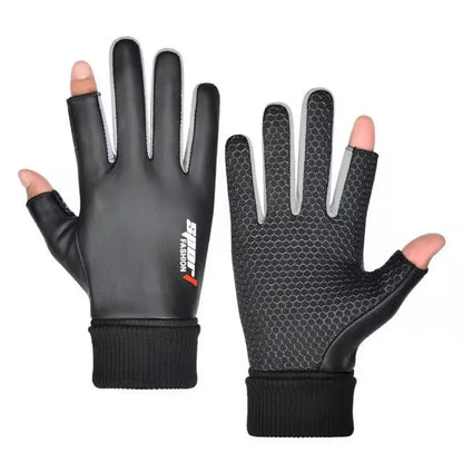Men’s Two-Finger Winter Gloves, Waterproof & Touchscreen for Cycling & Hiking