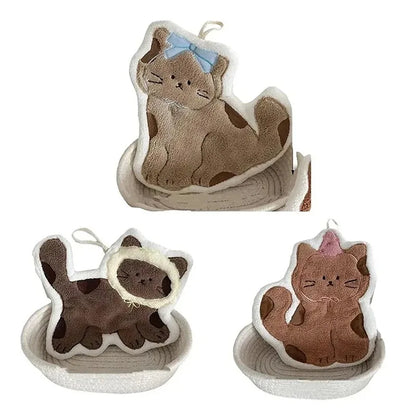 Cute Cat-Shaped Hand Towel – Hanging Absorbent Towel for Kids