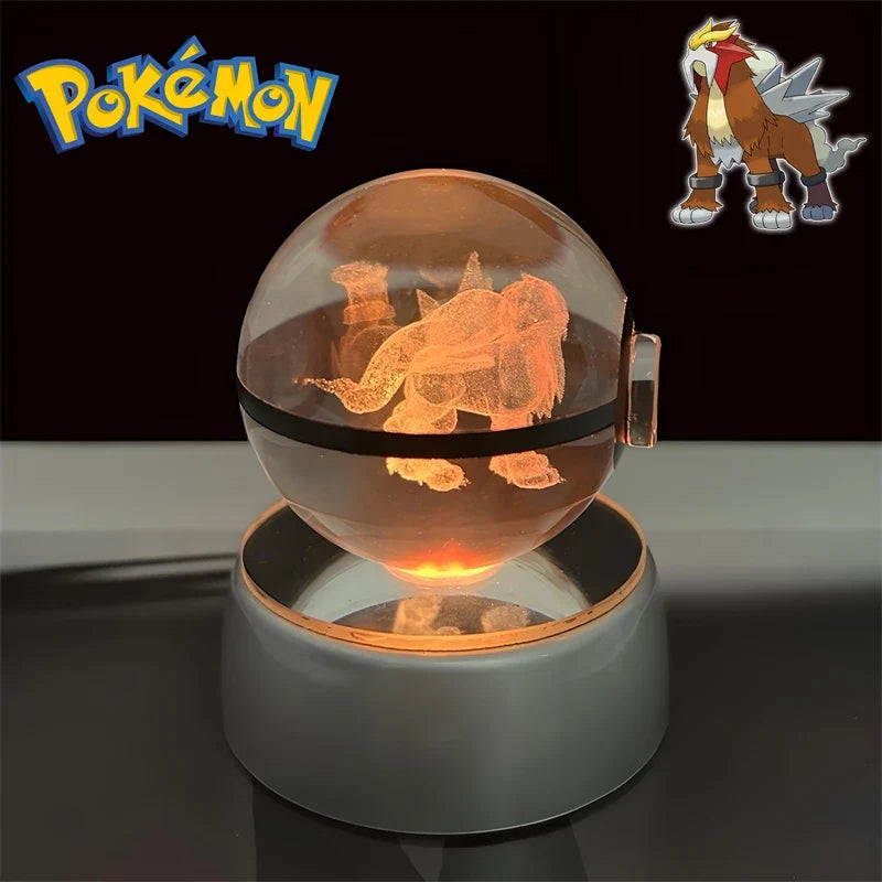 Pokemon 3D Crystal Poke Ball Night Light with LED Base