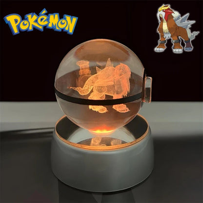 Pokemon 3D Crystal Poke Ball Night Light with LED Base