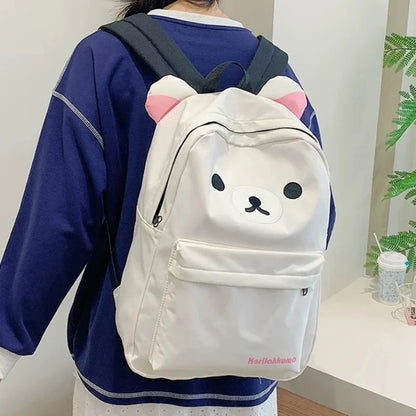 Rilakkuma Bear Canvas Backpack – Cute School Bag