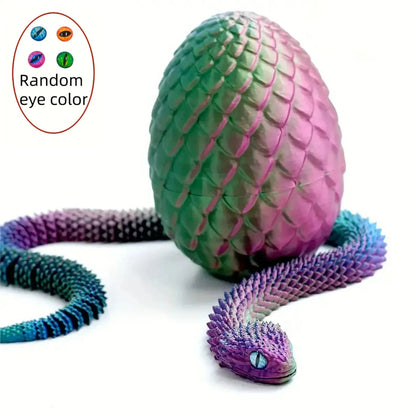 3D Printed Articulated Snake with Egg – Fidget Desk Toy