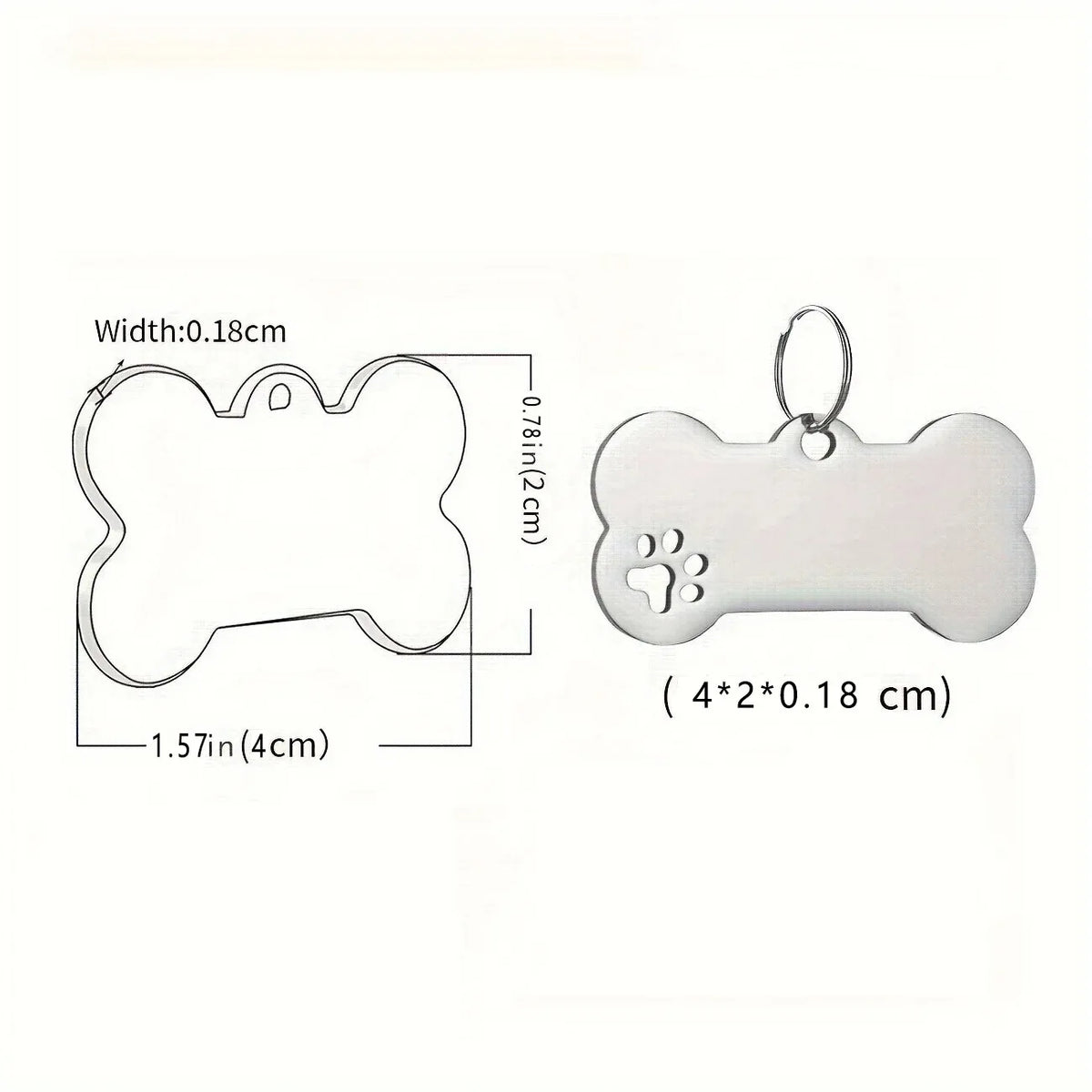 Personalized Engraved Pet ID Tag – Bone Shape for Dogs & Cats