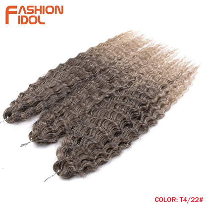 24 Inch Water Wave Crochet Braiding Hair – Synthetic Twist Curly Ombre Extensions