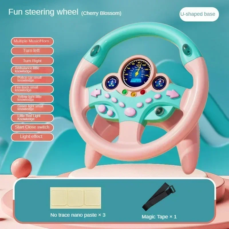 Electric Simulated Driving Steering Three-Dimensional Portable Wheel Copilot Toy Light Sound