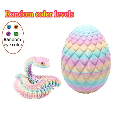 3D Printed Articulated Snake with Egg – Fidget Desk Toy