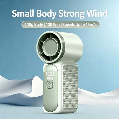Mini Handheld Turbo Fan 100-Speed USB Rechargeable with LED Display