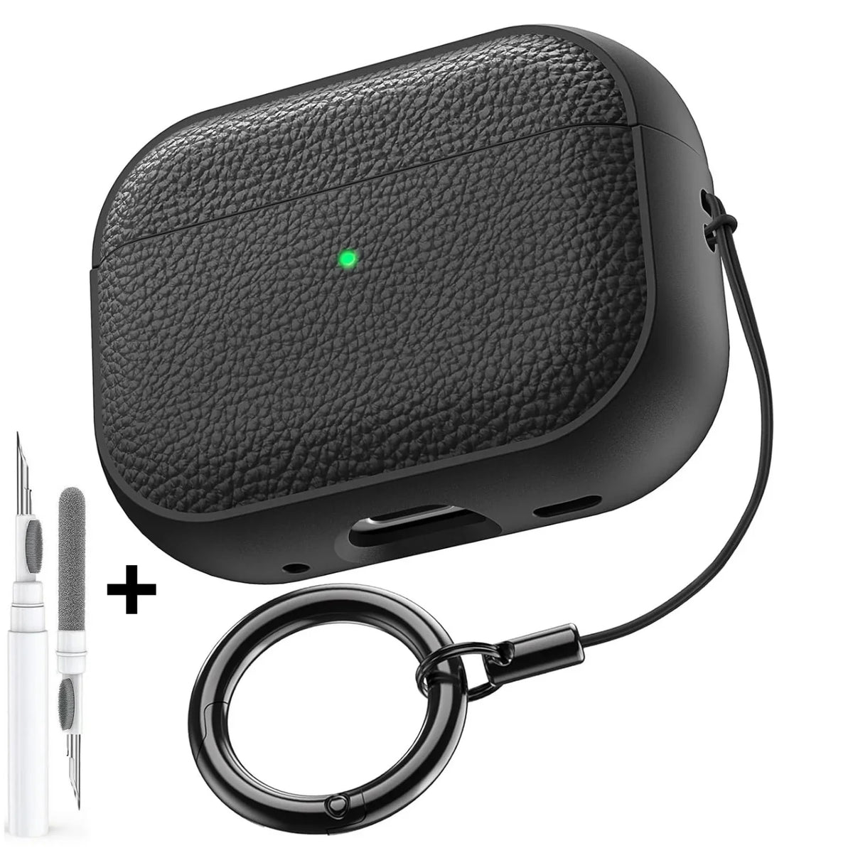 AirPods Case Leather Pattern TPU Cover with Keychain
