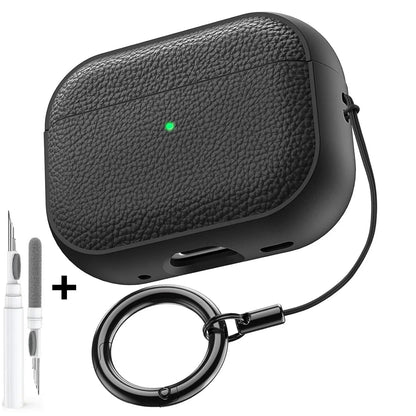 AirPods Case Leather Pattern TPU Cover with Keychain