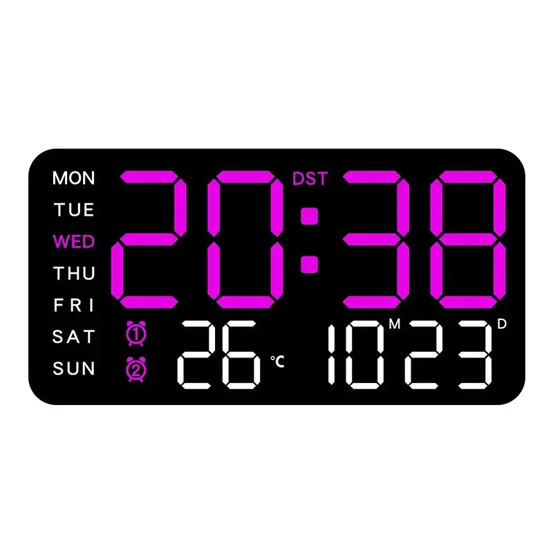 LED Digital Alarm Clock – Temp Display, Remote, Wall or Desk