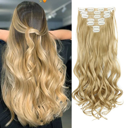 22 Inch Curly Wavy Clip In Hair Extensions 7PCS