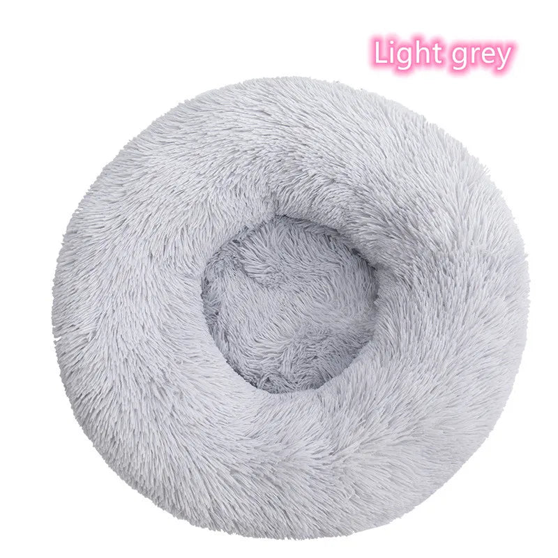 Calming Donut Cat Bed – Super Soft Plush Washable Pet Sleeping Cushion