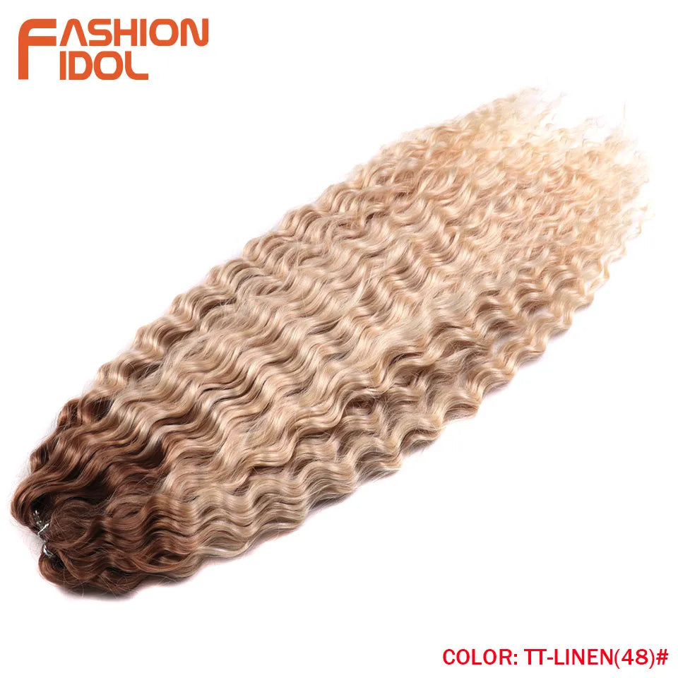 24 Inch Water Wave Crochet Braiding Hair – Synthetic Twist Curly Ombre Extensions