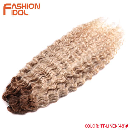 24 Inch Water Wave Crochet Braiding Hair – Synthetic Twist Curly Ombre Extensions