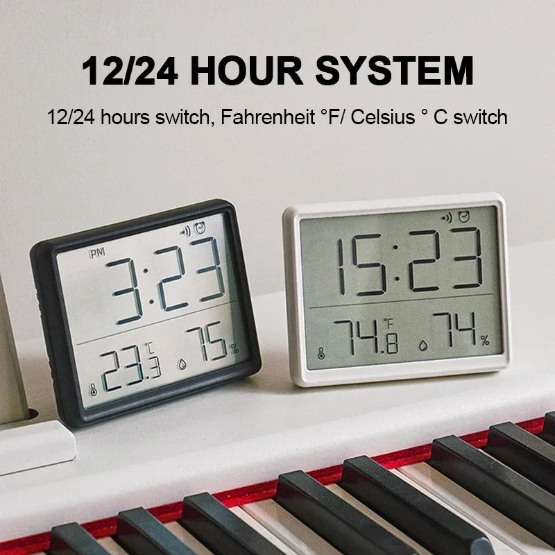 LCD Alarm Clock with Temperature & Humidity Display