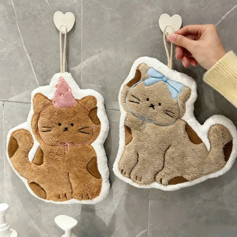 Cute Cat-Shaped Hand Towel – Hanging Absorbent Towel for Kids