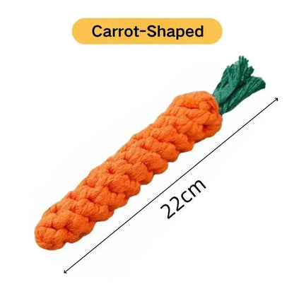 Plant-Dyed Cotton Rope Dog Chew Toy Carrot Corn Stick Dumbbell Shaped - Teeth Cleaning