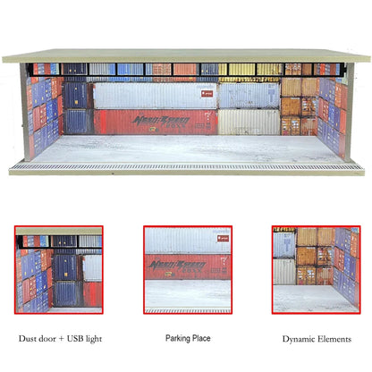1/64 Scale Garage Diorama Display Case with USB LED Lights