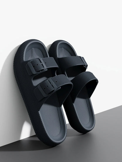 Thick Sole Sandals – Non-Slip Double Strap Slides for Men & Women