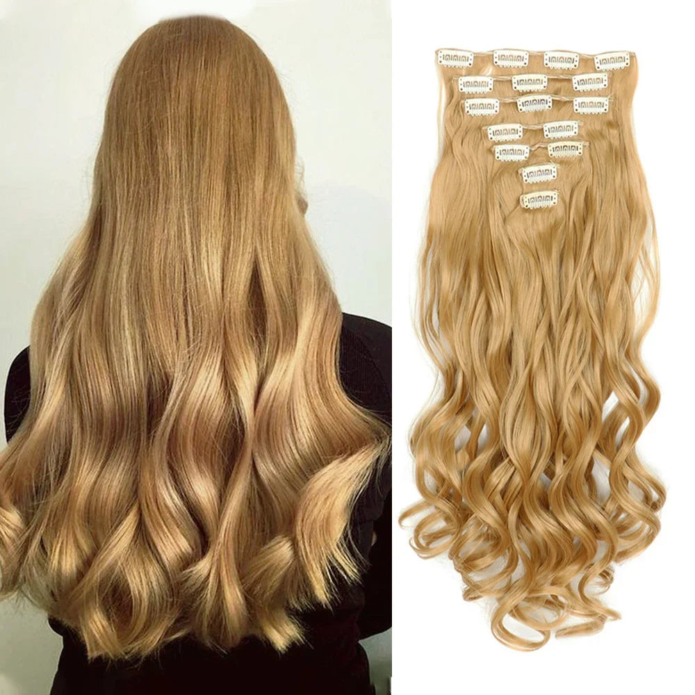 22 Inch Curly Wavy Clip In Hair Extensions 7PCS