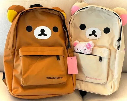 Rilakkuma Bear Canvas Backpack – Cute School Bag