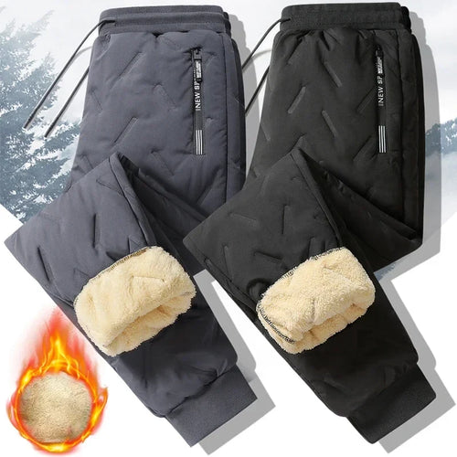 Men’s Thick Fleece-Lined Thermal Sweatpants, Windproof & Warm Winter Trousers