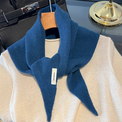 100% Wool Korean Knit Triangular Scarf – Women's Winter Shawl