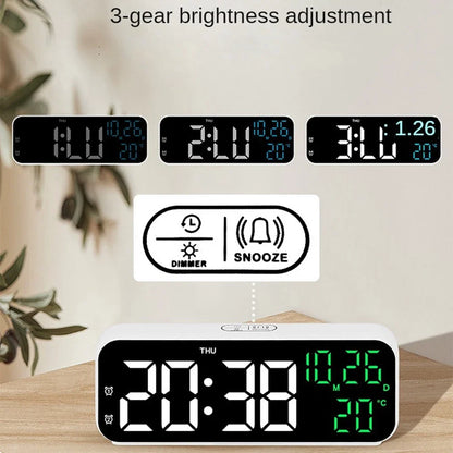 Digital LED Alarm Clock with Temperature & Date Display