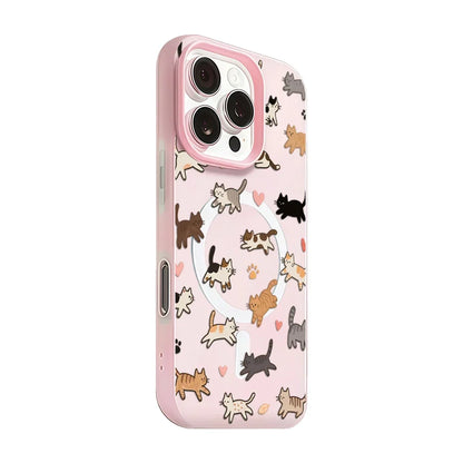 Whimsical Cat Parade Candy Color 2 IN 1 Magsafe iPhone Case