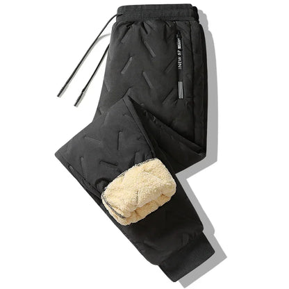Men’s Thick Fleece-Lined Thermal Sweatpants, Windproof & Warm Winter Trousers