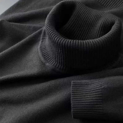 Men’s Knitted Turtleneck Sweater, Breathable Warm Pullover for Autumn & Winter
