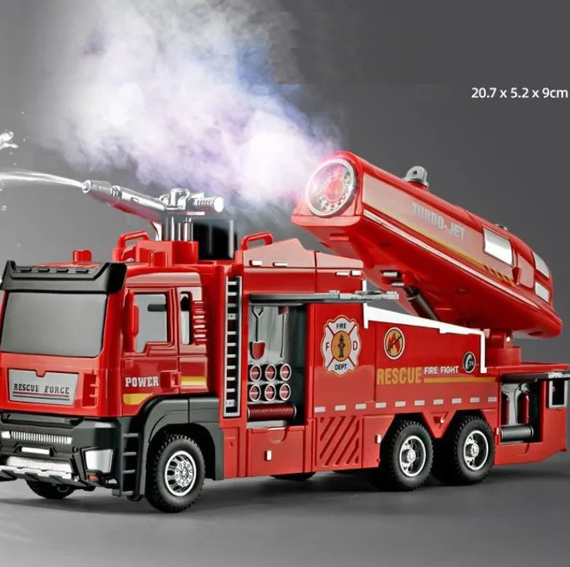 Diecast Fire Truck Toy with Lights Music and Water Spray