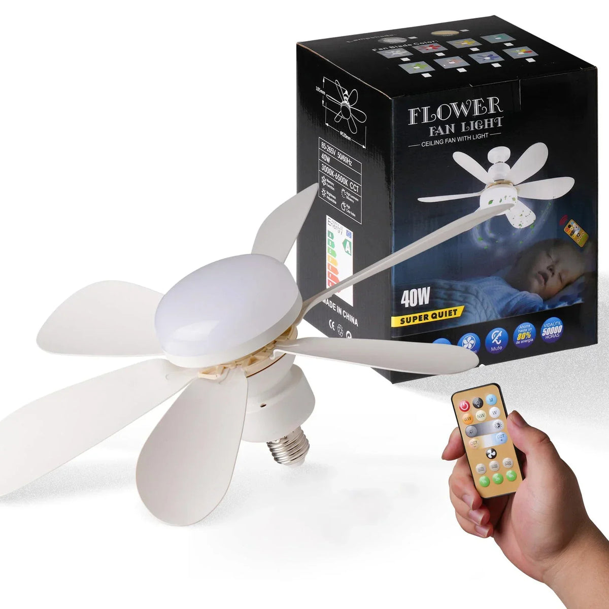 40W LED Ceiling Fan Light – E27 Socket, Remote Control & Dimmable