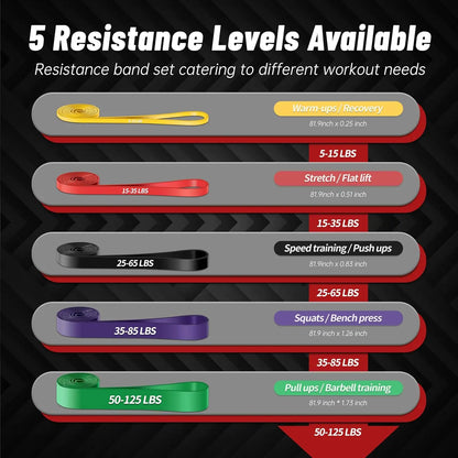5-Level Pull Up Assistance Bands Men Women Full-Body Training Physical Therapy Home Gym