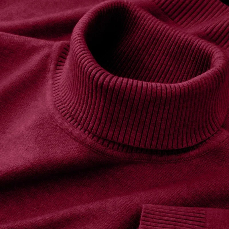 Men’s Knitted Turtleneck Sweater, Breathable Warm Pullover for Autumn & Winter