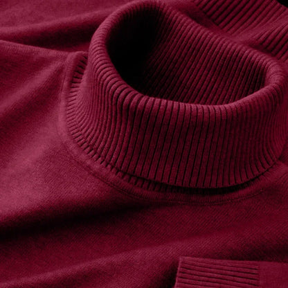 Men’s Knitted Turtleneck Sweater, Breathable Warm Pullover for Autumn & Winter