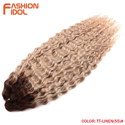 24 Inch Water Wave Crochet Braiding Hair – Synthetic Twist Curly Ombre Extensions