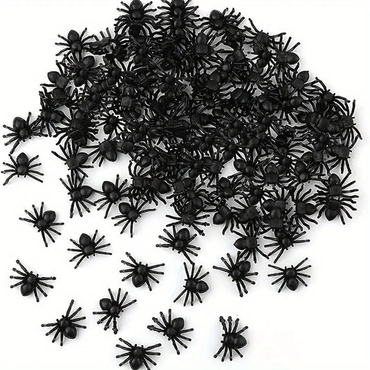 Plastic Mini Black Spiders Halloween Decoration (50/100pcs)